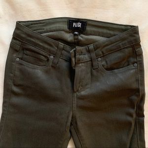 Paige Verdugo Ultra Skinny Coated Jeans Evergreen